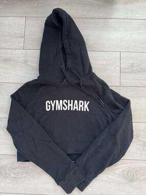 Gymshark Black Apollo Logo Cropped Hoodie Size XS